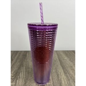 Starbucks 2021 Summer Purple and Red Grid Kaleidoscope 24 oz Venti Tumbler